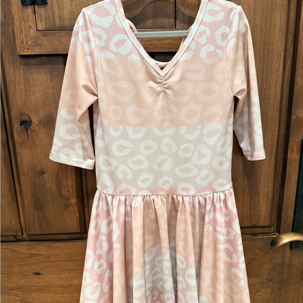 Pink Leopard Print Kids Dress